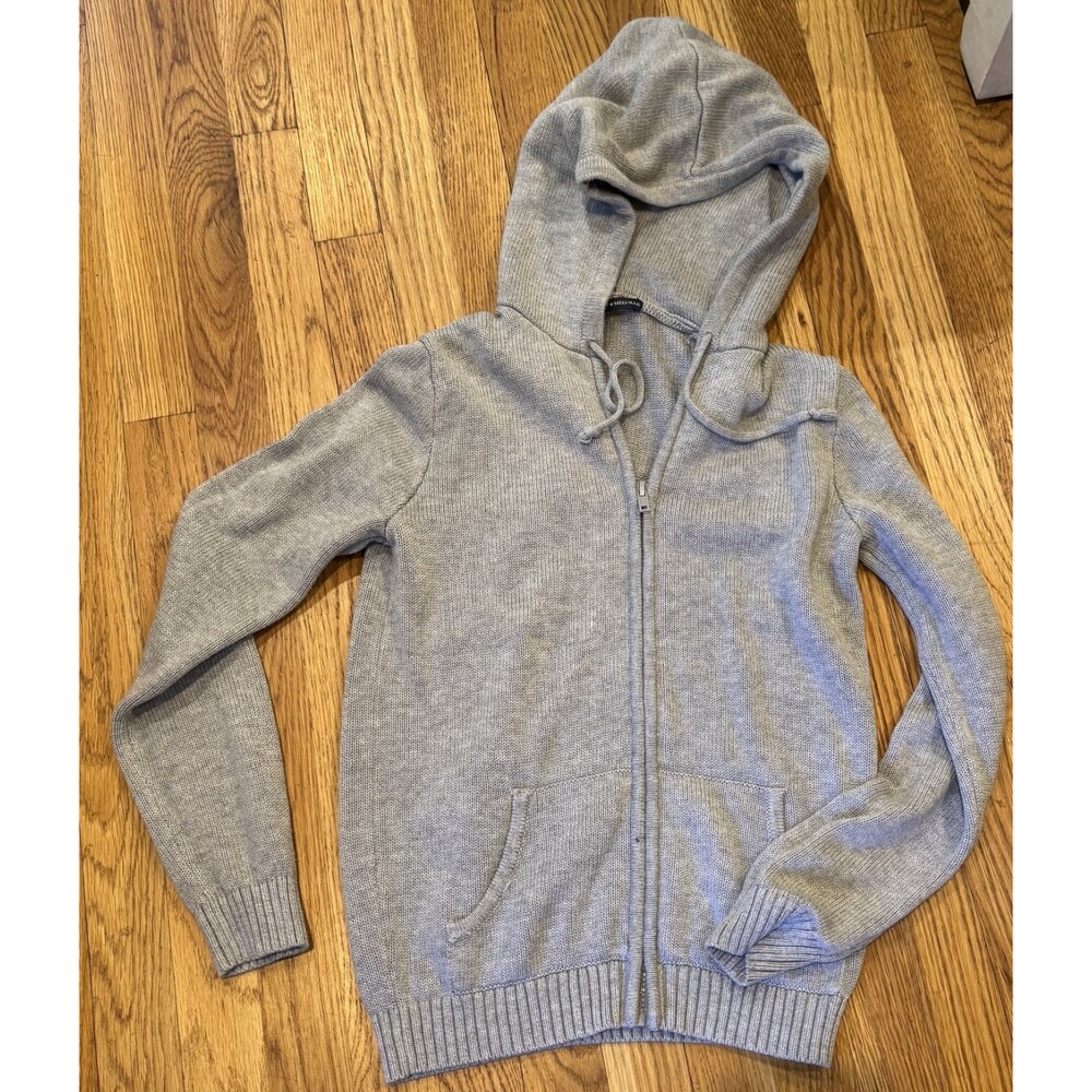 Womens Brandy Melville Gray Hooded Cardigan Sweater One Size